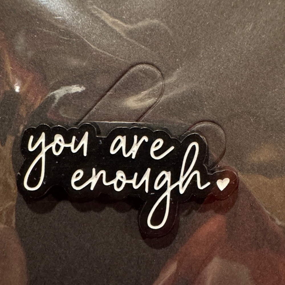 3 for $15 on select pins 
Black and White Inspirational Brooch